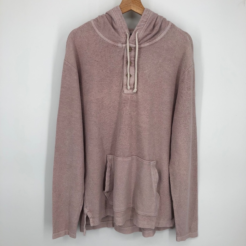 American Eagle Mens‎ Hoodie Size Medium Pink Fade Sweatshirt Pockets Thick Knit